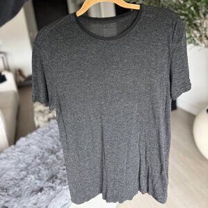 AllSaints Men's Gendry SS Crew in Charcoal/Black. Size S.